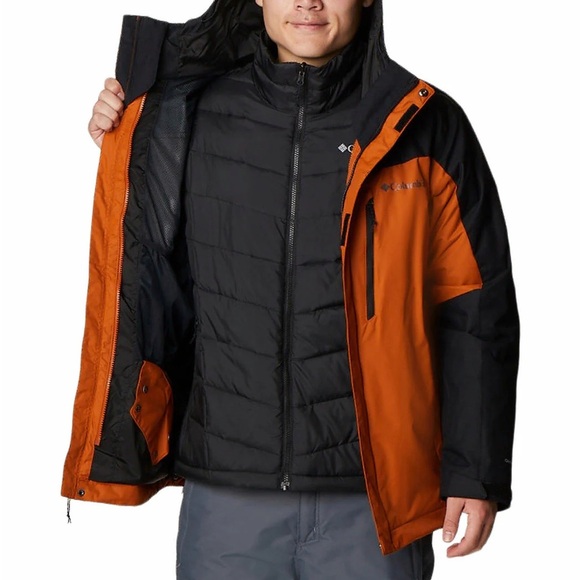 Columbia Men's Whirlibird V Interchange Bold Orange and Black Ski Jacket - Picture 2 of 10